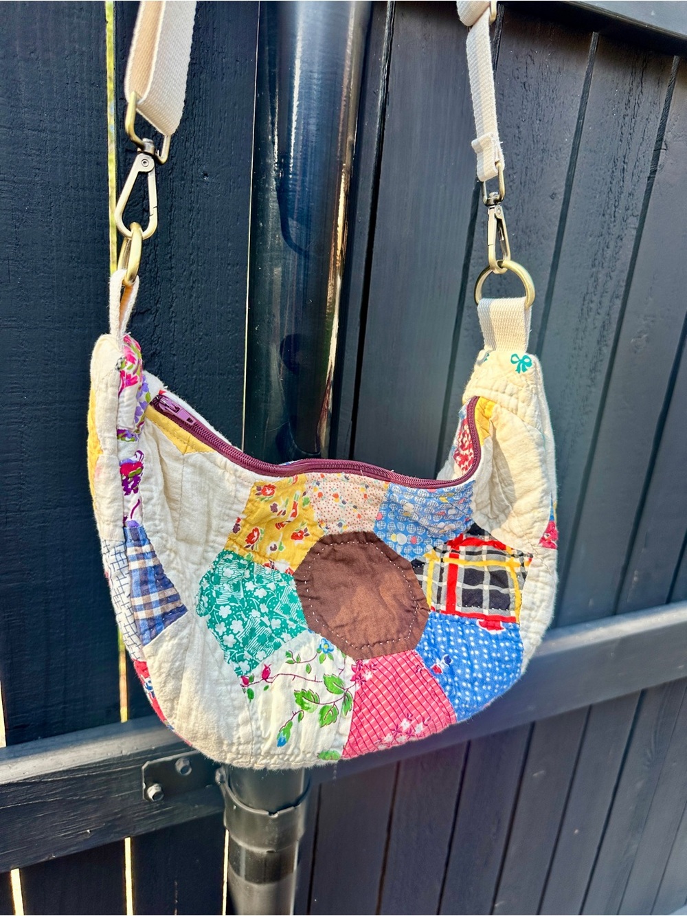 Handmade from Vintage Quilt Patchwork Crossbody/Bumbag cottage core - Picture 4 of 15
